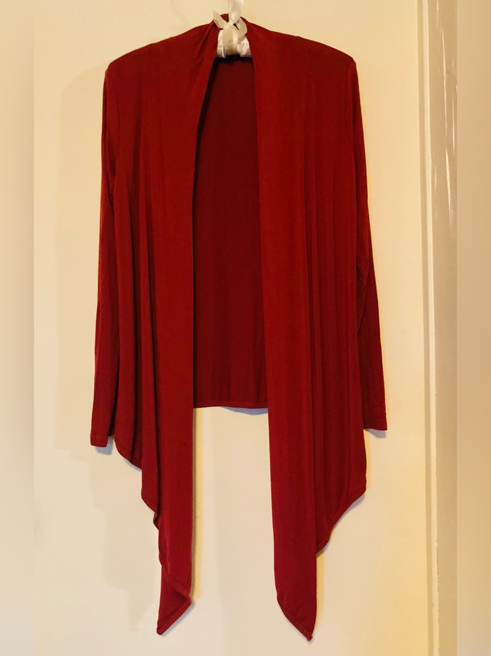 Yala Open-Front Asymmetrical Bamboo Viscose Lightweight Cardigan Cranberry OS
